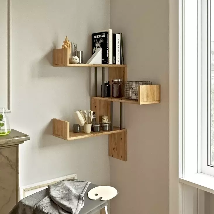 Seinähylly, atlantinmänty, 60cm x 109,4cm x 60cm, kestävä, helppo asentaa - Seinähyllyt - 8683342404754 - 1