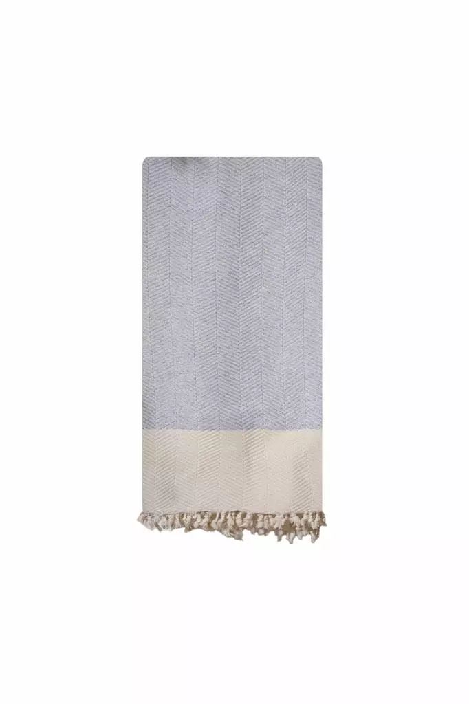 Harmaa Fouta Rantapyyhe 90x180 cm - 90% Puuvillaa, 10% Polyesteriä, Konepestävä 30 °C, 310 g/m² - Pyyhkeet ja kylpytakit - 8684283207794 - 1