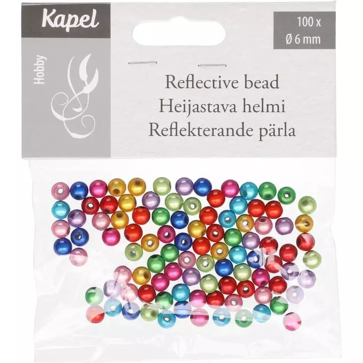 Heijastava helmi 6mm 100kpl - Askartelumateriaalit ja tarvikkeet - 6410416086484 - 1