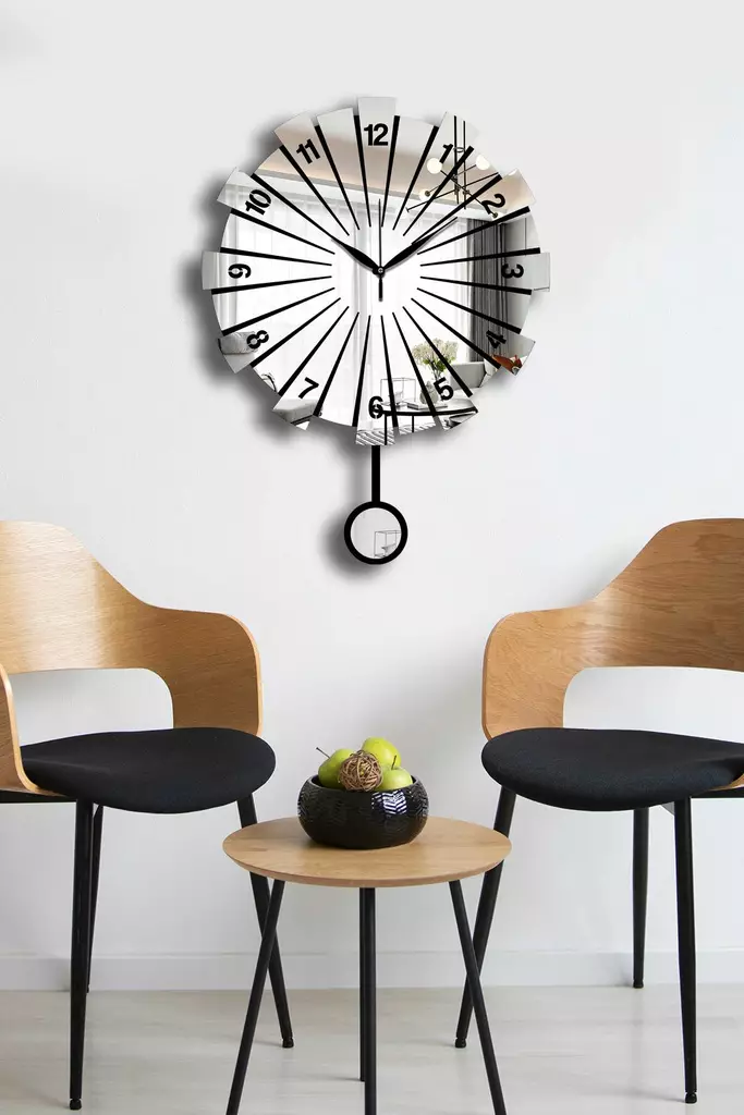Hopea Koristeellinen SeinäKello MDF/Akryyli 39x50 cm - Tyylikäs ja Ajaton Sisustuselementti Kodin Kaunistamiseen - Seinäkellot - 8684283826384 - 1