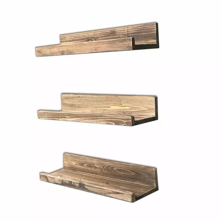 Käsintehty Seinä Hylly 100% Kuusipuuta, Pähkinänvärinen, 50x6x13 cm, Moderni-Rustiikki-Skandinaavinen, Asennusvalmis - Seinähyllyt - 8681875072624 - 1