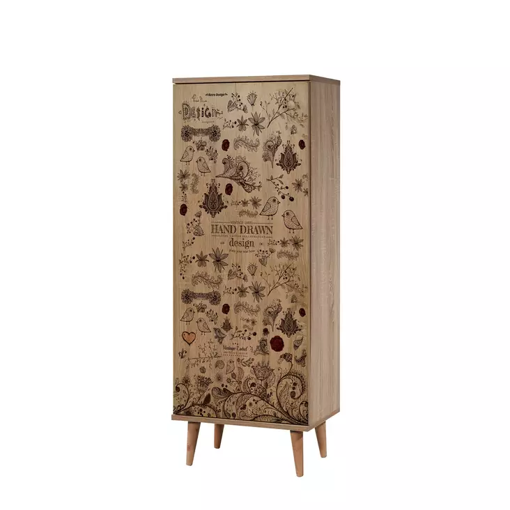 Kenkäkaappi Sonoma Tammi - 100% Melamiinipinnoitettu, UV-suojattu, Hornbeam-jalat, Metalli- ja Köysikahvat, 50x135x38 cm - Kenkäkaapit - 8681875380804 - 1