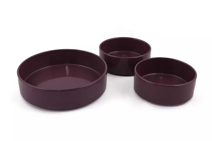 Keraaminen Kulhosetti (3 kpl) - 100% Keraaminen, Antibakteerinen, Mikroaaltouuni- ja Astianpesukoneenkestävä, 14x14x5,5 cm, Violetti - Tarjoiluastiat - 8683342392914 - 1
