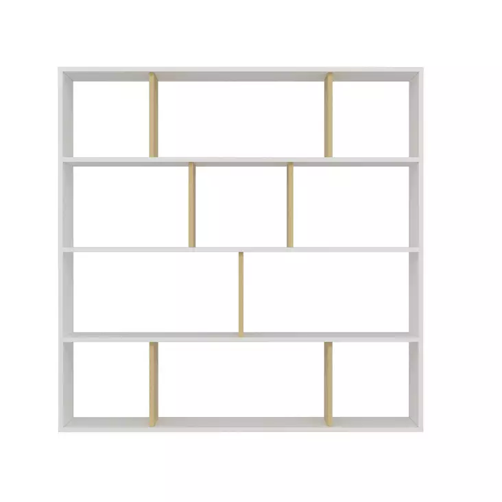 Kirjahylly - Huonekalut, Tammi Valkoinen, 100% Melamiinipinnoitettu Lastulevy, 18 mm, 145,2x25x145 cm, Useita Hyllyjä - Kirjahyllyt - 8683342216104 - 1