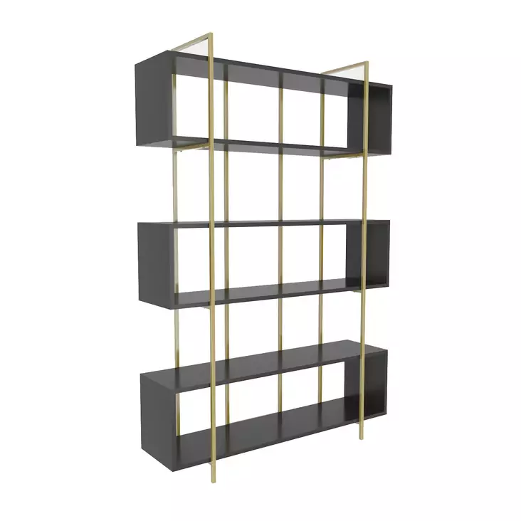 Kirjahylly Anthracite Gold - 100% Melamiinipinnoitettu Lastulevy, 18mm, 120x180x29,6cm, Yksi Paketti, Tyylikäs ja Kestävä - Kirjahyllyt - 8683743958924 - 1