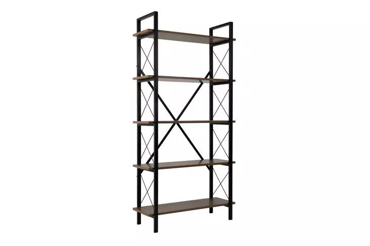 Kirjahylly, musta pähkinäpuu, Leveys 90 cm, korkeus 180 cm, syvyys 33,5 cm, kestävä, helppo asentaa, tilava - Hyllyt ja naulakot - 8684283439904 - 1