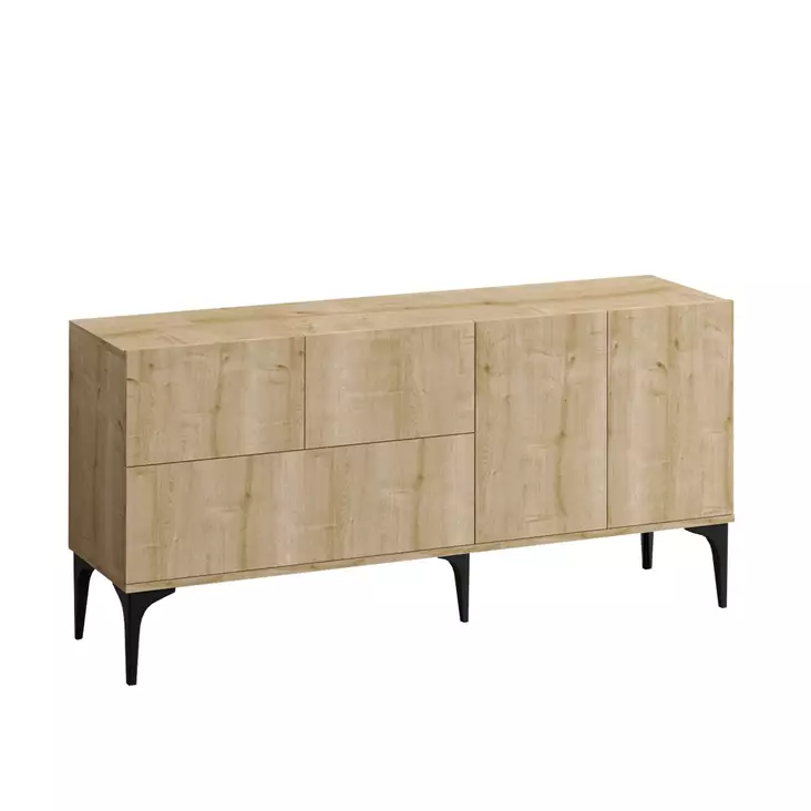 Konsoli - Huonekalut, Tammi Musta, 100% Melamiinipinnoitettu Lastulevy, 150x75x35 cm, Jalkakorkeus 25 cm, 2 Pakkausta - Lipastot ja senkit - 8683742502074 - 1