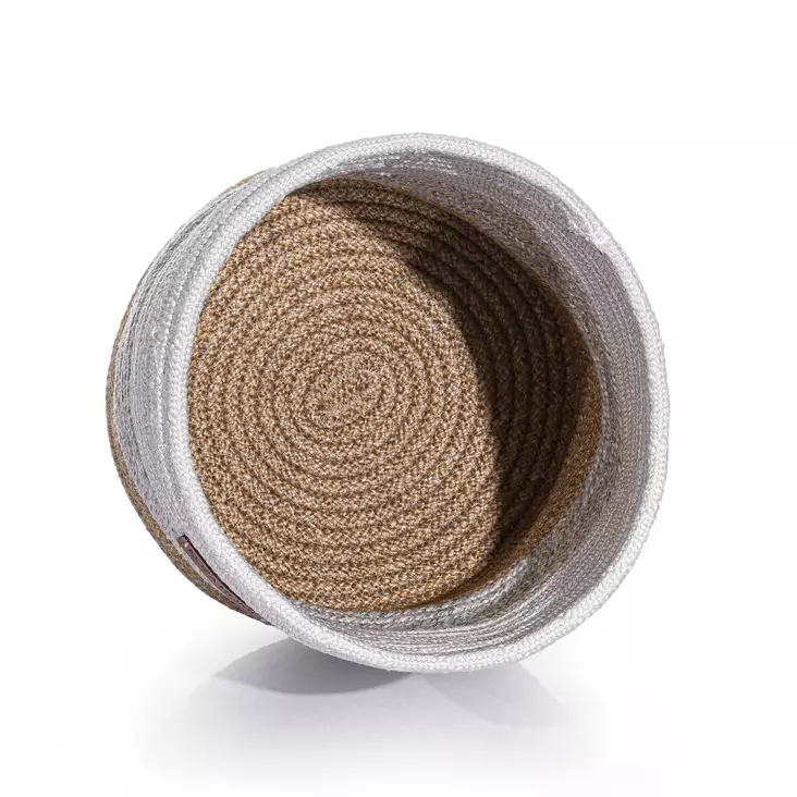 Koristeellinen Laatikko - 100% Puuvillaa, Käsintehty, Valkoinen Harmaa, 25x50 cm, Tyylikäs Sisustusratkaisu - Säilytyslaatikot ja korit - 8683743770274 - 1