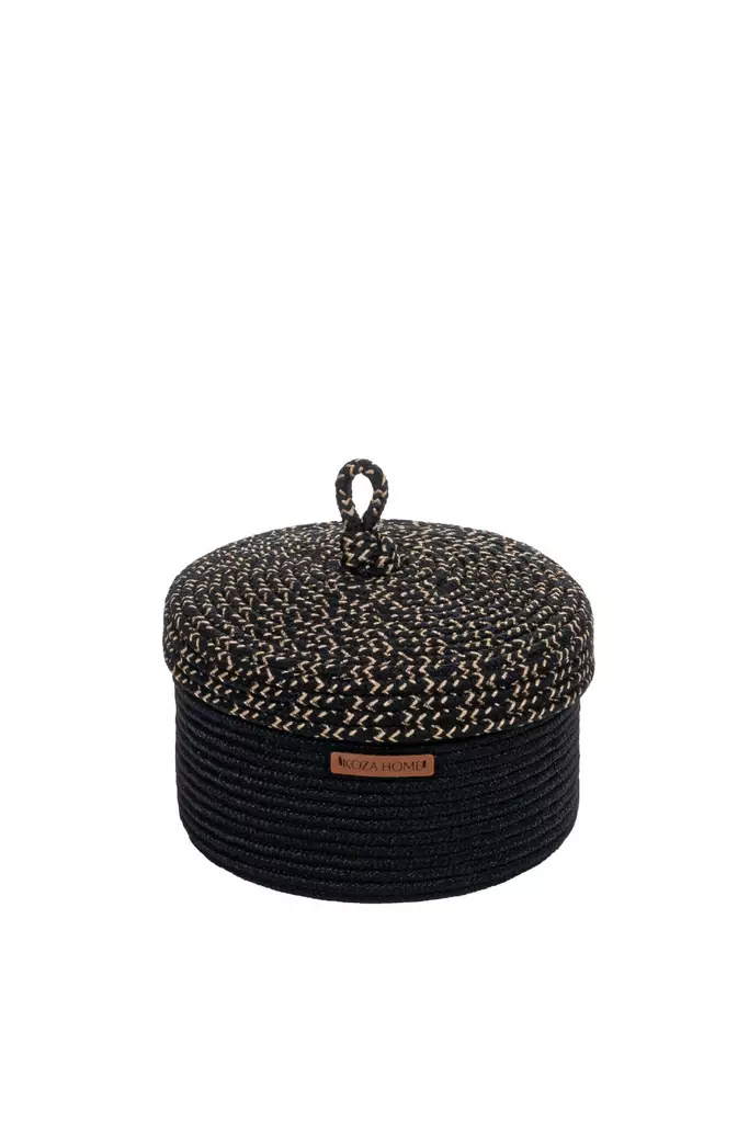 Koristelaatikko, musta, 25 cm x 15 cm, käsintehty, 100% puuvillaa - Säilytyslaatikot ja korit - 8683743769964 - 1
