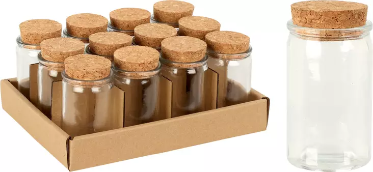 Lasinen säilytyspurkki korkkikannella 50 ml - Ruoan pakastus ja säilöntä - 8720573955324 - 1