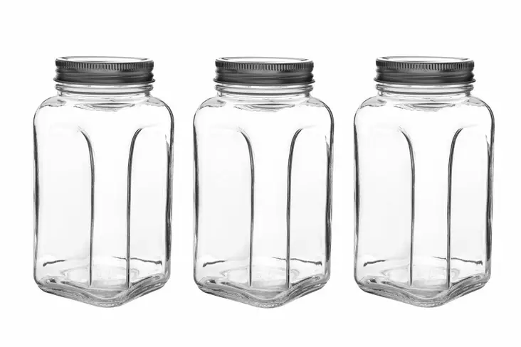 Lasipurkkisetti 3 kpl - Keittiötarvikkeet - Hopea - 100% Lasi - Koko: 8,5 x 8,5 x 16,5 cm / 820 ml - Astianpesukoneen kestävä - Päivittäiskeittiötarvikkeet - 8684283450244 - 1
