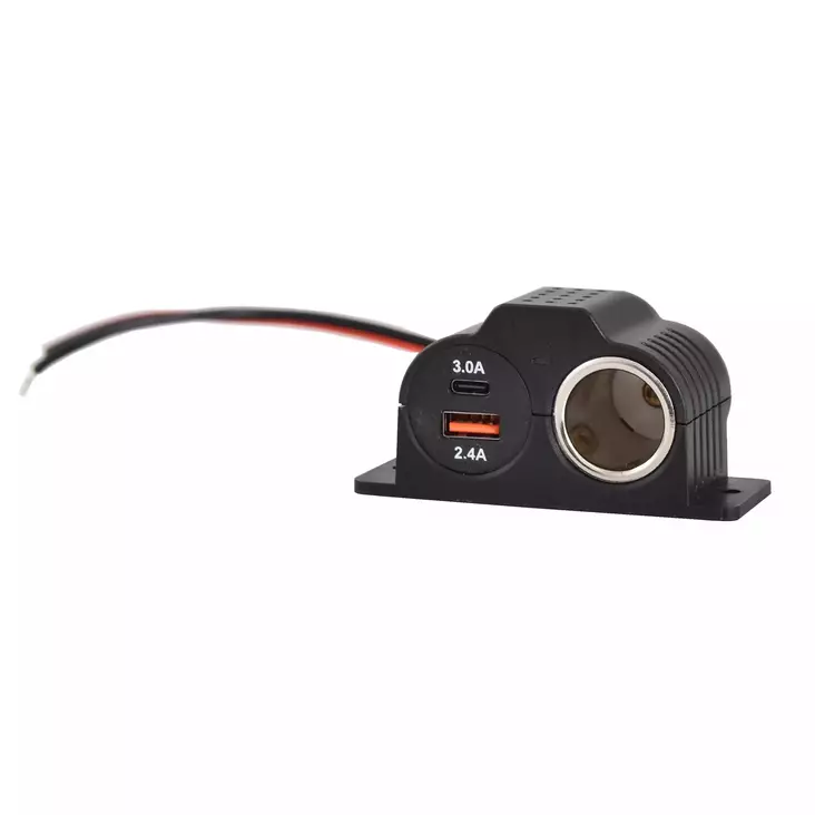 Axxel USB-latausportti ja virtapistoke 12/24V pinta-asennus - Muut autosähkötarvikkeet - 6438152082294 - 1