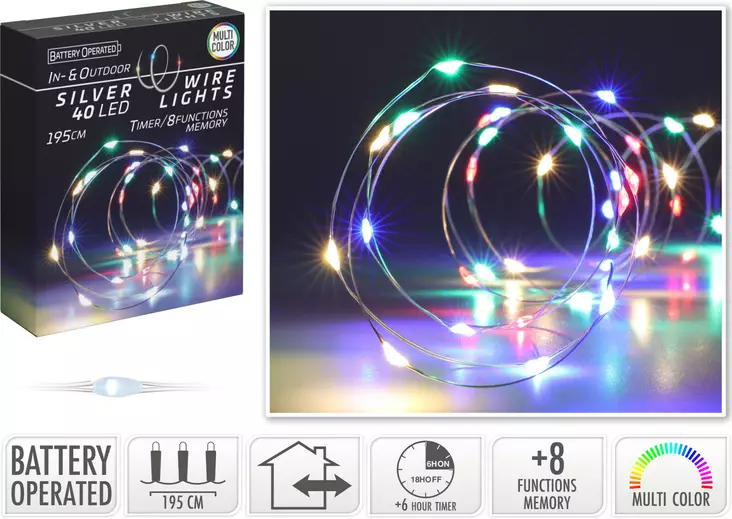 LED-valoketju 40 lamppua moniväri - Valosarjat - 8720573666374 - 1