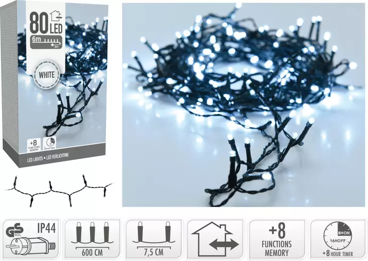 LED-valosarja ulkokÃ¤yttÃ¶Ã¶n 80 LEDiÃ¤ - Valosarjat - 8720573809894 - 1