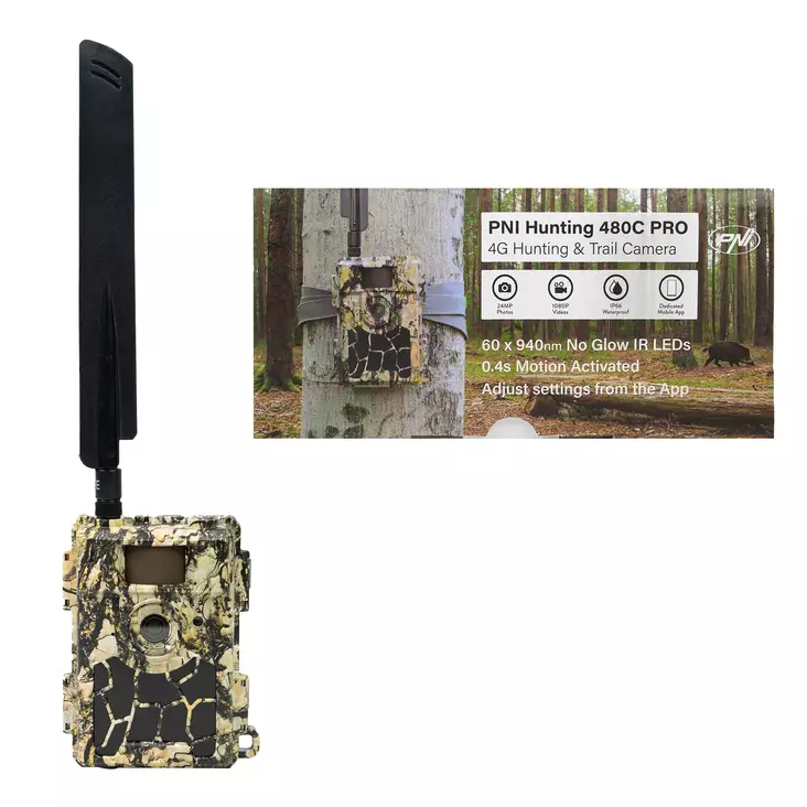Metsästyskamera PNI Hunting 480C PRO, 24MP, 4G Internet, GPS-katselukulma 60° - PNI tuotteet - 5949066531934 - 1