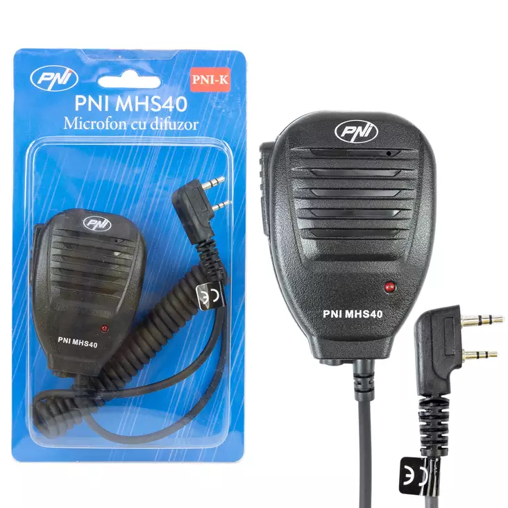Mikrofoni kaiuttimella PNI MHS40 2 nastalla PNI-K, yhteensopiva PMR-, VHF/UHF-asemien kanssa - PNI tuotteet - 5949066523304 - 1