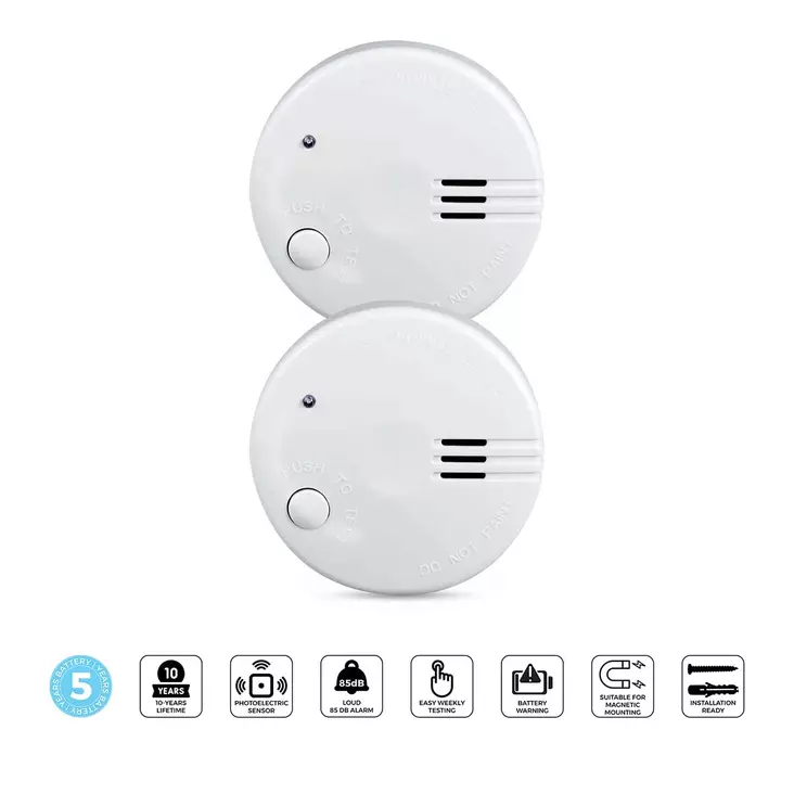 Mini-savunilmaisin 5 vuoden paristolla 2-pack Valkoinen - Palovaroittimet ja häkävaroittimet - 8711902089384 - 1