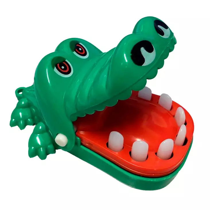 Mini krokotiili leikkikalu - haukkava hammaspeli 3+ vuotta, 7 cm, lajitelma 2 väriä - Pöytäpelit - 6438484017094 - 1