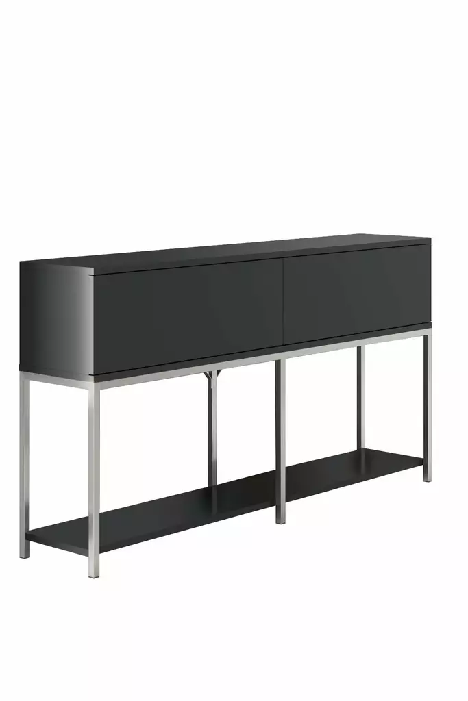 Moderni Konsoli: Anthracite Silver, 100% Melamiinipinnoitettu, 150x80x30 cm, Metallijalat, Tyylikäs ja Kestävä - Lipastot ja senkit - 8684282483984 - 1