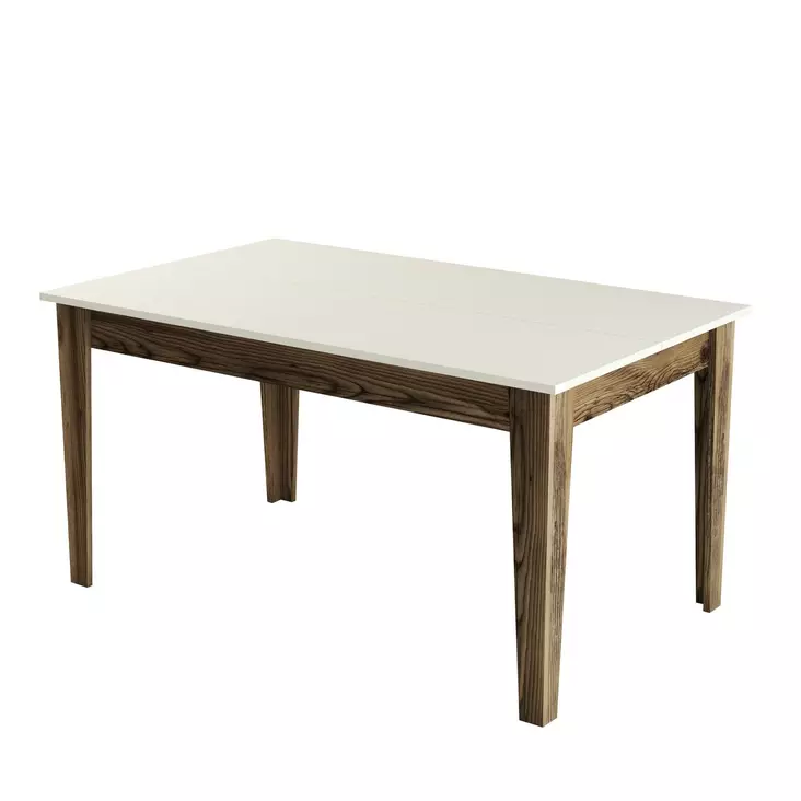 Moderni Ruokapöytä - 100% Melamiinipinnoitettu Lastulevy, Pähkinä-Kerma, 145x75x88 cm, Säilytystila 42,9x9 cm - Ruokapöydät - 8683743327294 - 1