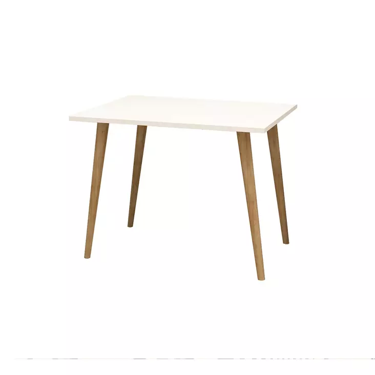 Moderni Valkoinen Opiskelupöytä - 100% Melamiinipinnoitettu Lastulevy, 18mm, Puiset Jalat, 80x74x60 cm - Työpöydät - 8681875078404 - 1