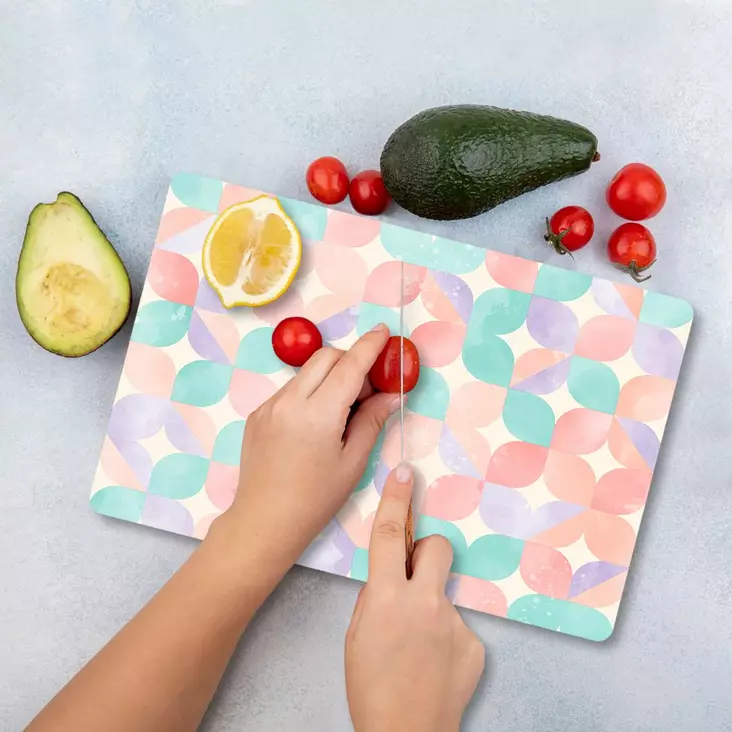 Monivärinen 100% Karkaistu Lasi Leikkuulauta 20x30 cm - Antibakteerinen, Helppo Puhdistaa, Liukumaton - Keittiötyövälineet - 8684283728114 - 1
