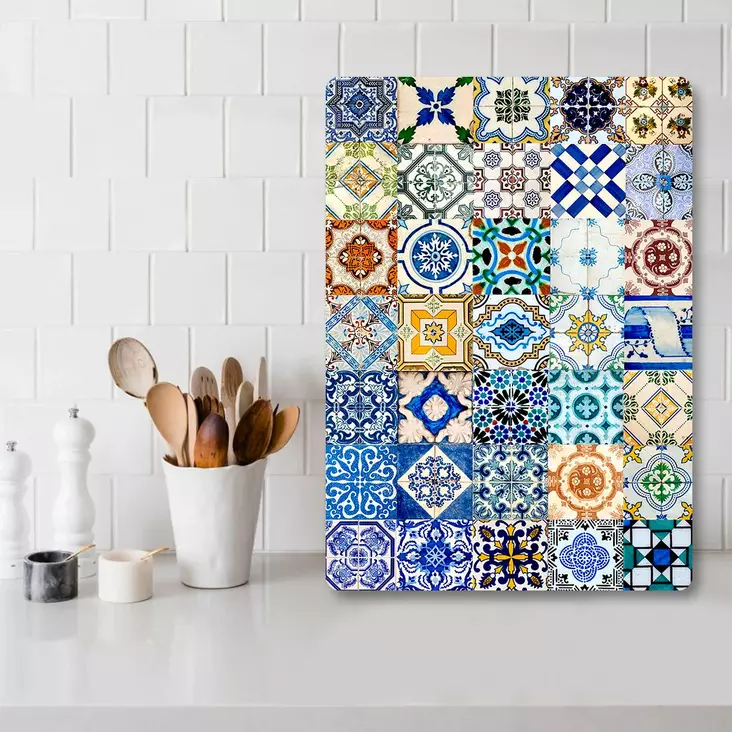 Monivärinen 100% Karkaistu Lasi Leikkuulauta 20x30 cm - Antibakteerinen, Helppo Puhdistaa, Liukumaton Silikoni - Keittiötyövälineet - 8684283725144 - 1