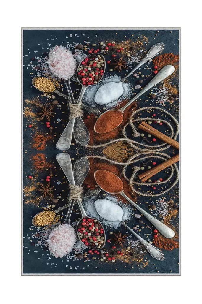 Monivärinen 60x100 cm Antibakteerinen Polyesterimatto - 3D Digipainatus, Konepestävä, Liukumaton Alapuoli - Pienet matot ja käytävämatot - 8682870626584 - 1
