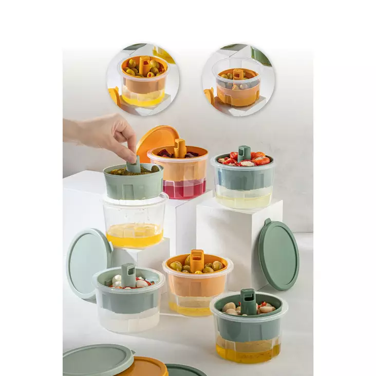 Monivärinen Keittiötarvikkeiden Säilytyslaatikko 6 kpl - 100% Muovia, 12x8 cm, 650 ml, Konepesun Kestävä, BPA Vapaa - Eväsrasiat ja ruoansäilytysastiat - 8684282978114 - 1