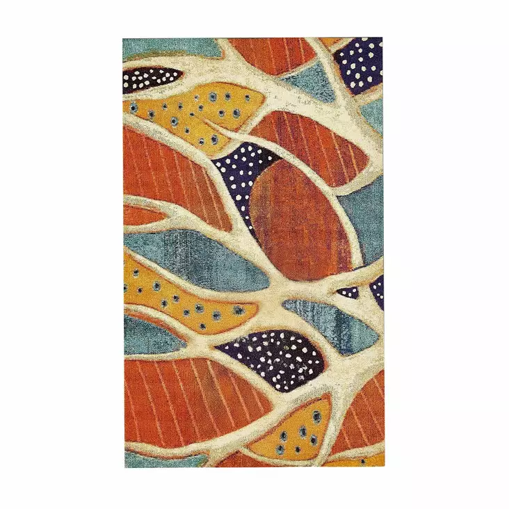 Monivärinen Konepestävä Antibakteerinen Matto 180x280 cm - Puuvilla/Polyesteri, Liukumaton, Konekudottu, 6 mm Paksuus - Suuret ja keskikokoiset matot - 8683743508914 - 1