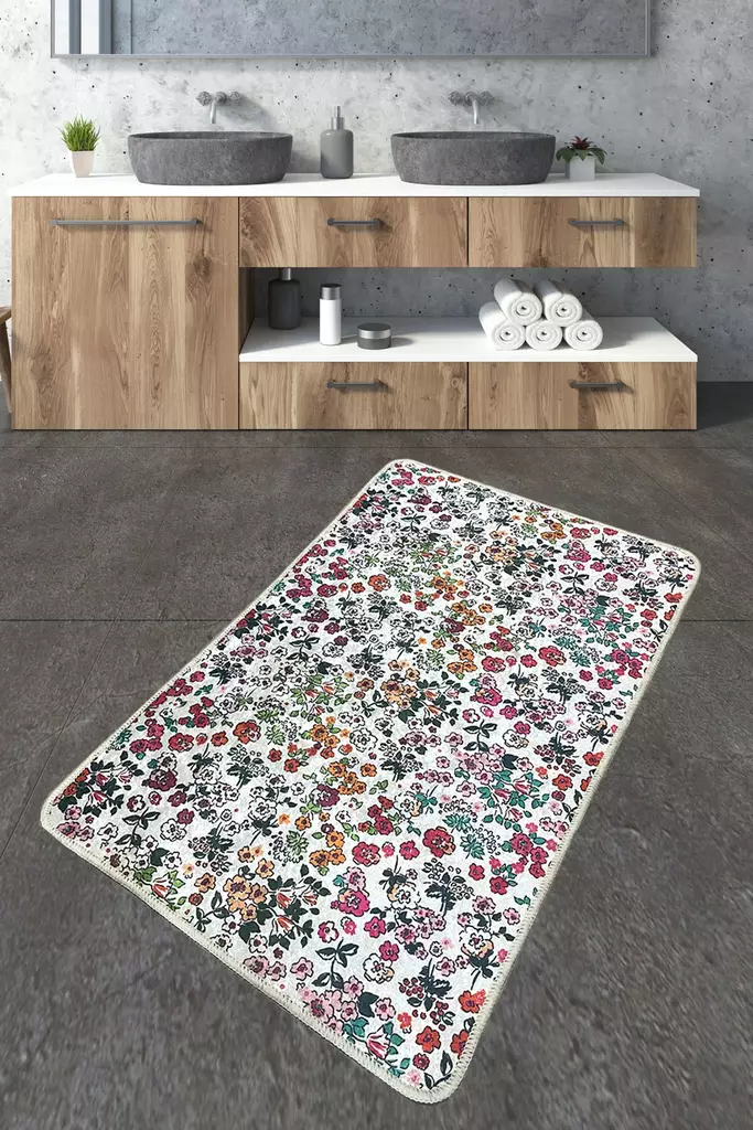 Monivärinen Kylpymatto 70x120 cm - 100% Polyesteri, Digitaalinen Painatus, Liukumaton, Konepestävä 30°C, Antibakteerinen - Kylpyhuonematot ja kosteantilan matot - 8683743317264 - 1