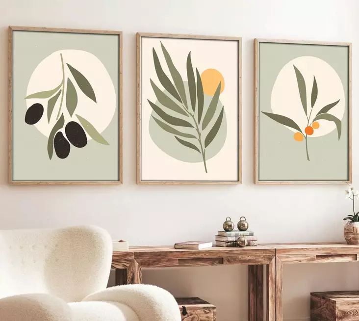 Monivärinen MDF-seinäkoriste 3-osainen: 50x70 cm Kehystetty Maalaus, 100% MDF ja Massiivipuu, Elegantti Sisustus - Taulut ja kehykset - 8684282337614 - 1