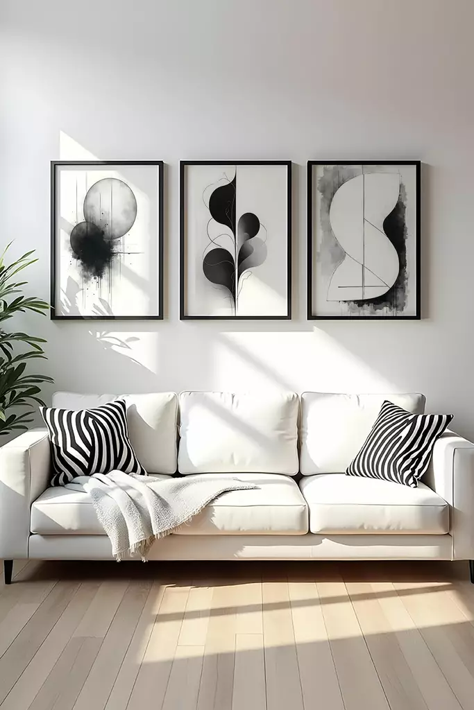 Monivärinen MDF-seinäkoriste, 3-osainen, 50x70 cm, massiivipuukehys, tyylikäs sisustustaulu, kodin taidegalleria - Taulut ja kehykset - 8684283510504 - 1