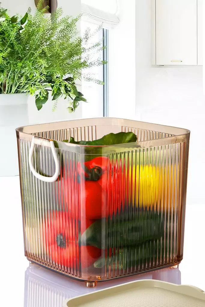 Muovinen Keittiökorin Hunaja - 18x18x18 cm, 4000 ml, Astianpesukoneen Kestävä, Tyylikäs ja Kestävä Säilytysratkaisu - Tarjoiluastiat - 8684283109784 - 1