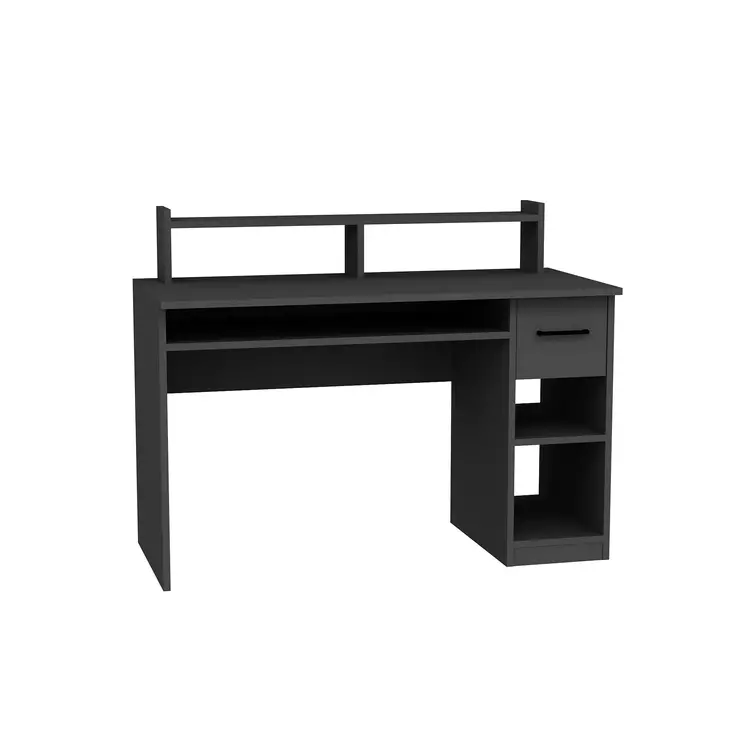 Opiskelupöytä Anthracite - 100% Melamiinipinnoitettu, 120x55x93,3 cm, Näppäimistöteline, Vetolaatikko, Hyllyt, Seinään Kiinnitettävä - Työpöydät - 8682870728424 - 1