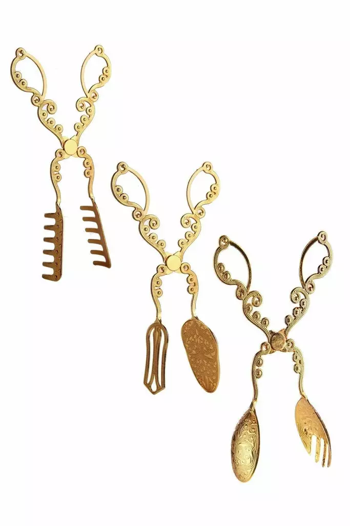 Pihvisetti (3 osaa), kulta, 22 cm, kestävä, tyylikäs - Aterimet ja ottimet - 8682870942004 - 1