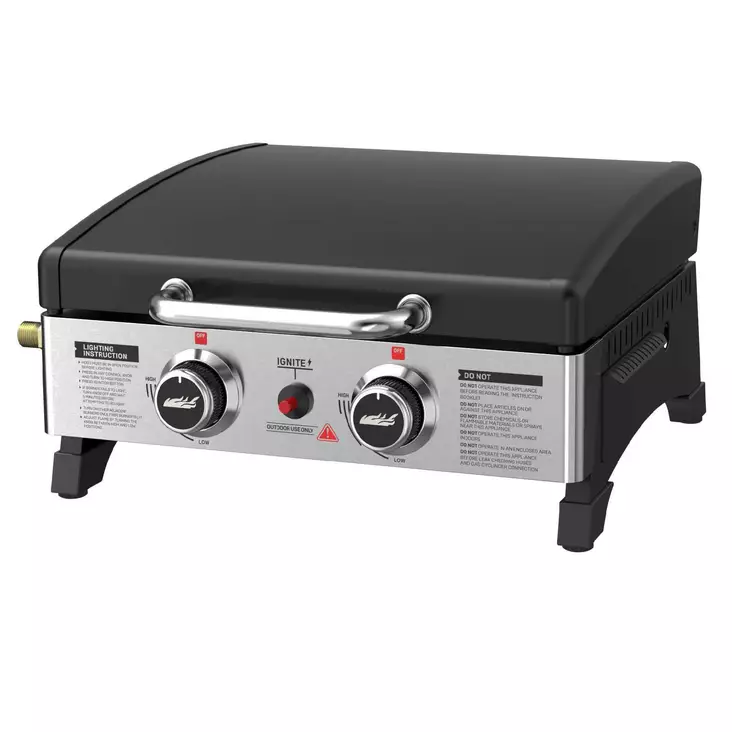 Plancha kaasugrilli 2 poltinta Easy Cooking, pöytämallinen teräsgrilli 5 kW, posliiniemaloitu paistopinta - Kaasugrillit - 6418536032954 - 1