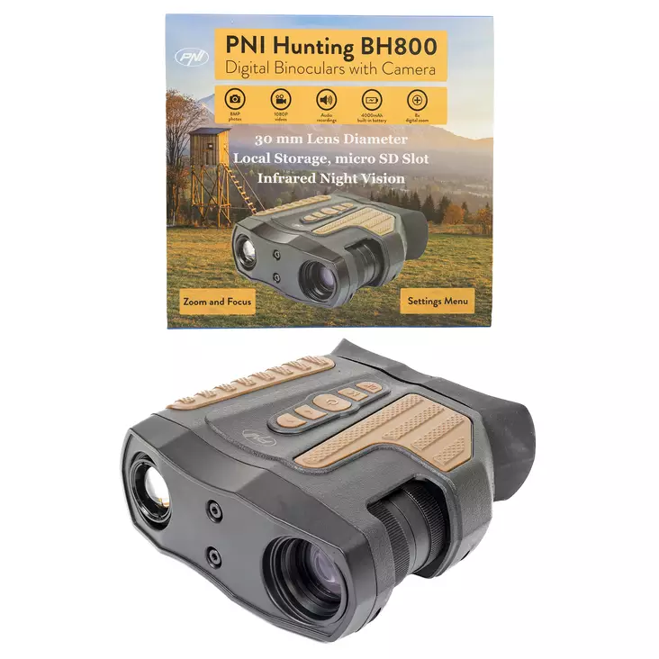 PNI Hunting BH800 digitaalinen metsästyskiikarit, 18X zoom, 10x optinen + 8X digitaalinen, infrapuna-yönäkö, toimii myös yöllä - PNI tuotteet - 5949066529344 - 1