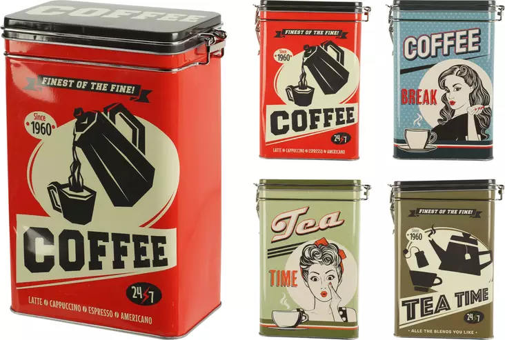 Retro metallinen kahvi- ja teepurkki - Kahvi- ja teeastiat - 8720573847384 - 1