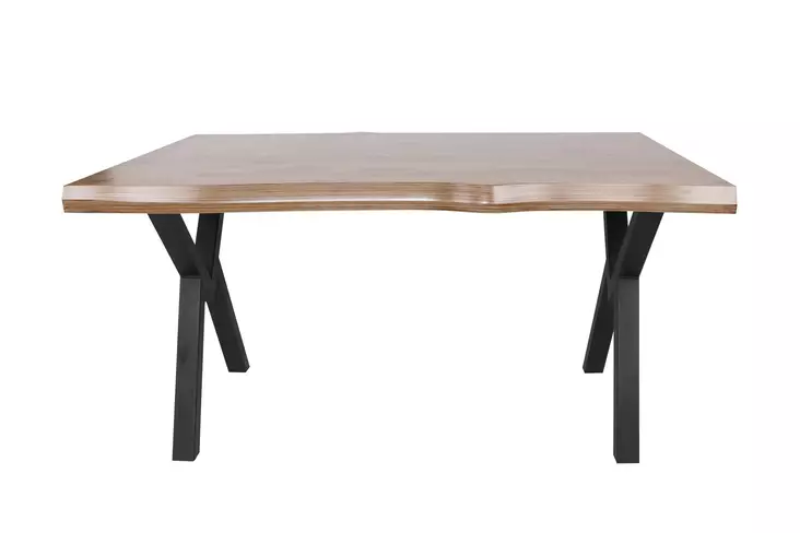 Ruokapöytä, 140x75x80 cm, 100% Melamiinipinnoitettu Lastulevy, Metallijalat, Pähkinä, Kestävä ja Tyylikäs - Ruokapöydät - 8683342538664 - 1