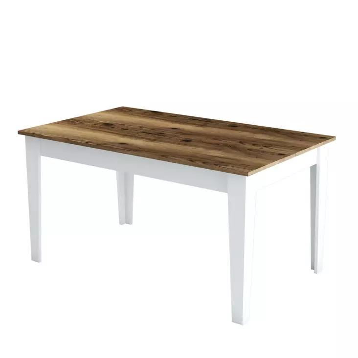 Ruokapöytä, valkoinen pähkinäpuu, 145 cm leveä, kestävä, vakaa - Ruokapöydät - 8683743327324 - 1