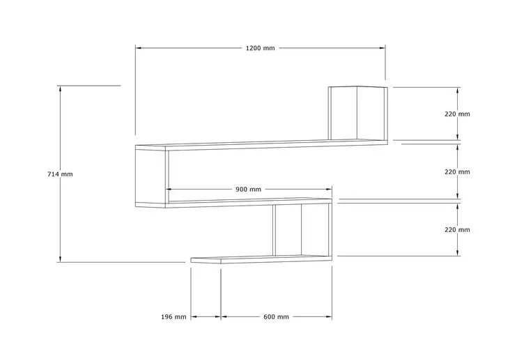 Safiiritammi Seinä Hylly - 100% Melamiinipinnoitettu Lastulevy, 18 mm, 120x71x20 cm, Helppo Asennus - Seinähyllyt - 8683342397834 - 1