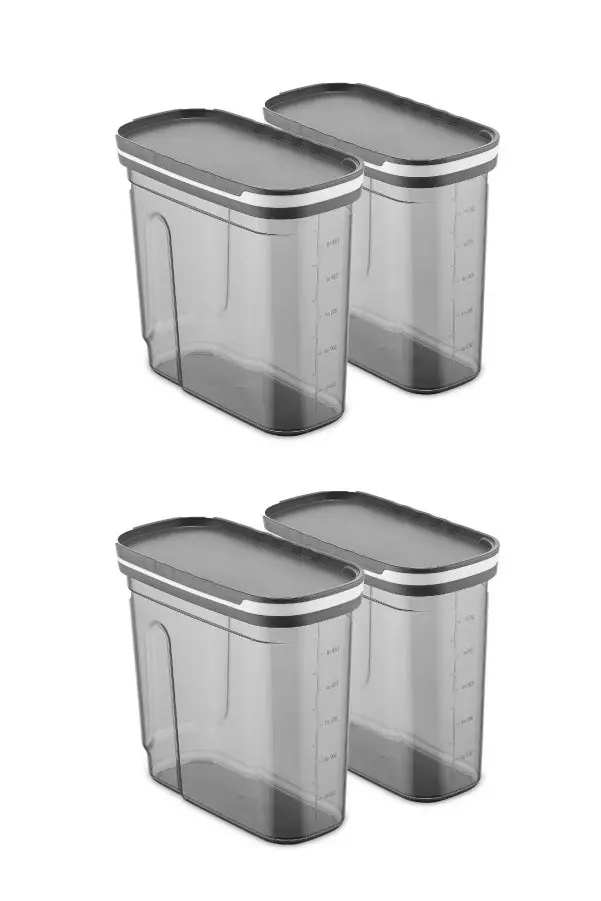Säilytyslaatikko-setti (4 osaa), antrasiitti, 9 x 19 x 18 cm, kestävä, BPA-vapaa - Muovilaatikot ja säilytyslaatikot - 8683342477444 - 1