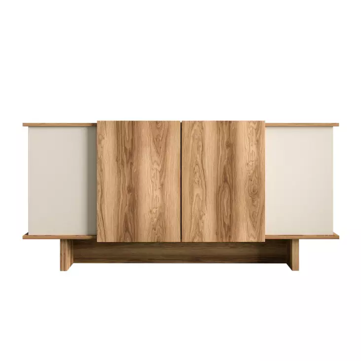 Sand Walnut Konsoli - 100% Melamiinipinnoitettu Lastulevy, 180x81x40 cm, Useita Hyllyjä, Seinään Kiinnitettävä - Lipastot ja senkit - 8684283421114 - 1