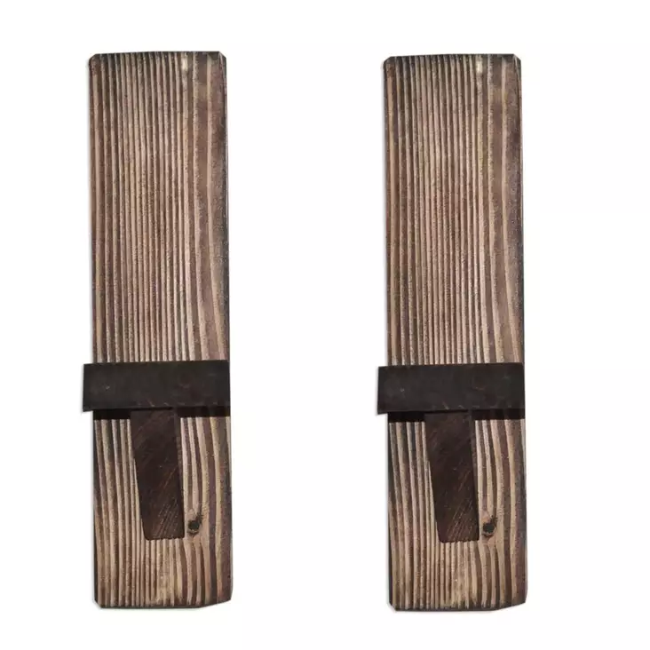 Seinähylly 100% Kuusipuuta, Käsintehty, Pähkinänvärinen, 33x9x9 cm, 2 kpl, Asennusvalmis, Kantavuus 0,70 kg - Seinähyllyt - 8681875503494 - 1