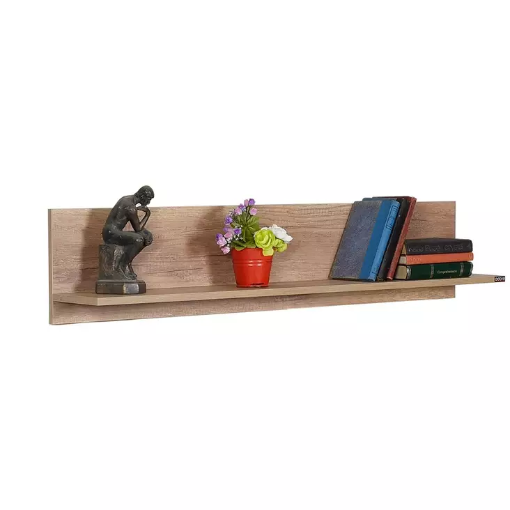Seinähylly, Valmistettu 100% Melamiinipinnoitetusta Lastulevystä, 120x25x20 cm, Väri: Vaalea Pähkinä, Kestävä ja Tyylikäs - Seinähyllyt - 8684282333494 - 1