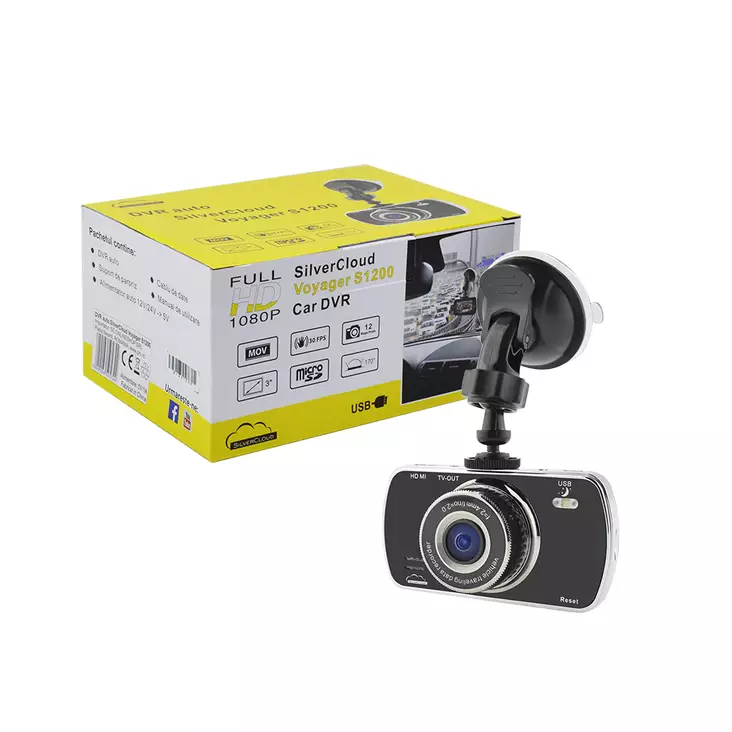 SilverCloud Voyager S1200 Full HD 1080p -autovideo, jossa 3 '' näyttö ja 8 Gt: n kortti - PNI tuotteet - 5949066505744 - 1