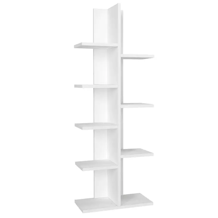 Skandinaavinen Kirjahylly - Valkoinen, 100% Melamiinipinnoitettu, 45x121,8x22 cm, Useita Hyllyjä, Kiinnitettävä Seinäälle - Kirjahyllyt - 8681181627464 - 1