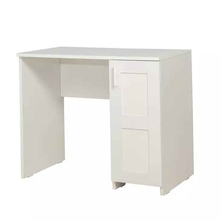 Skandinaavinen Valkoinen Opiskelupöytä - 100% Melamiinipinnoitettu Lastulevy, 90x76x50 cm, Useita Hyllyjä ja Säilytystilaa - Työpöydät - 8682870773974 - 1