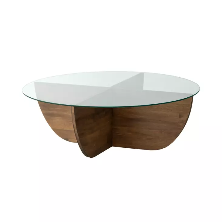 Sohvapöytä - Pähkinä, Karkaistu Lasi, Massiivimänty, 90x30x90 cm, Tyylikäs ja Kestävä Huonekalu - Sohvapöydät - 8684282140214 - 1